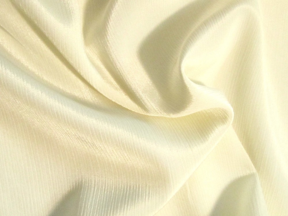 Awesome IVORY OFF-WHITE CREAM Crinkle Poly Crepe de Chine Solid Fabric