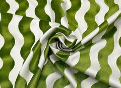 SCHUMACHER THE WAVE VELVET LETTUCE GREEN HIGH END FABRIC BY 1/2(0.5) YARD 52″W