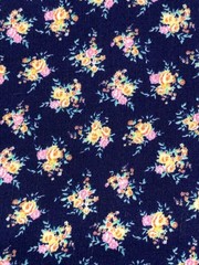 1 YD Challis Fabric Crinkle Floral Navy NY Designer Overstock Bolt End