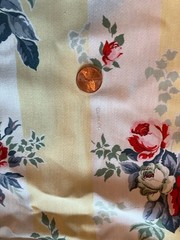 Floral Stripe Fabric 97” X 61” Yellow Cream Stripe Roses Flowers Defect Read