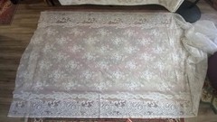 VTG White Lace Roses Floral Fabric Remnants, 2 Pieces, 59″x80 + 59×160″ (6.6 YD)