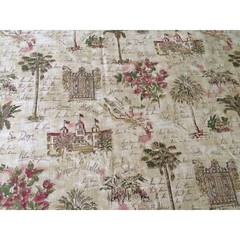 Retired Waverly Sunset Boulevard Fabric 1.8 + Yards CA Landmarks Tea Stained Tan