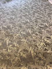 VTG Antique French Cherubs Damask Jacquard Interiors Fabric ~ Sage Olive Rare