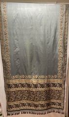 Exquisite Floral & Paisley Border Silk Sari Sage Green 5.5 In Length 44″ Wide