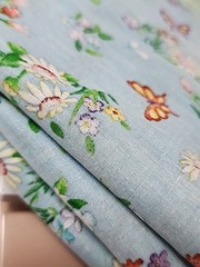 MMFab Blue Floral Butterfly Print Cotton Quilting Sewing Fabric 44″ X 5.1yds