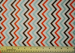 1/4 yard cotton quilt fabric Mini Chic Chevron zig zag Brown, Orange, Light Teal