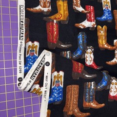 ROBERT KAUFMAN Country Western Cowboy Boots Fabric”Way Out West” 1 Yard