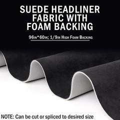 Black Suede Headliner Fabric 96″ L × 60″ W with Foam Backing, Automotive Inte…