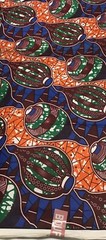 African Print Fabric, Blue, Orange, Green, Brown, Genie Bottles, Perfume Bottles