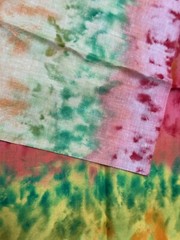 Lot 8 Fabric All Different Assorted Size Pieces Watercolor Colorful Tie Dye