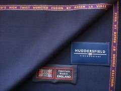 SUPER 120’s HIGH TWIST WOOL BLEND SUITING FABRIC Lt. Navy BY Roger La Viale=3.4m