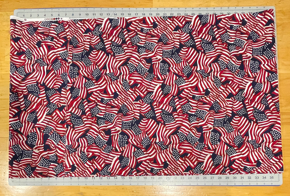 Patriotic American Flag Fabric Waving USA Flags Red White Blue 100% Cotton 4 YDS