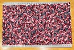 Patriotic American Flag Fabric Waving USA Flags Red White Blue 100% Cotton 4 YDS