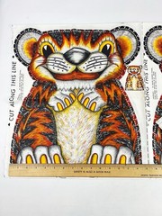 Vintage Multicolor Tiger Cut N Sew Two Panels Pillow 1960s Rare