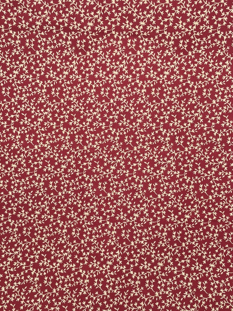 Burgundy Wine Red Color Fabric With Gold Leaves And Stems 43” X 23”