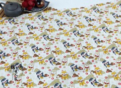 Japanese Fabric Cotton Shiba Inu Dog Pig Print Kimono Curtain Craft Clothes Trim