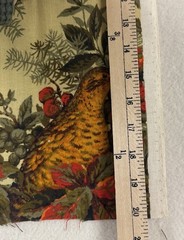 Vintage Fabric Scrap Birds Partridge Botanical Autumn Colors Rustic Traditional