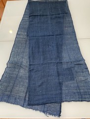 Antique Japanese BORO Indigo Kaya Mosquito Net Fabric Faded Distressed Blue 74″