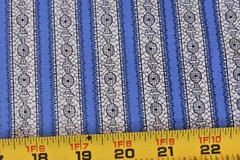 20″ Long x 35″ Wide, Vintage 1940’s-60’s, Blue Black White Striped Cotton, N6086