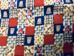VTG Sewing Theme Cheater Quilt Thimbles Hearts Dianna Marcum 4 Marcus Bros BTFQ