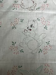 Hand Embroidered Panels 10 6″x8″ Chick Duck Cat Rabbit Dog Etc