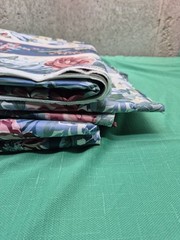 19+ Yards VTG Waverly Carolina Rose Fabric Blue Pink Floral Home Decor Chintz