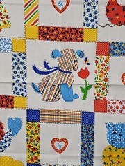 Vtg 1978 Pattern Rights Inc Applique Cheater Quilt Cotton Fabric 55×43″ Hoot Owl