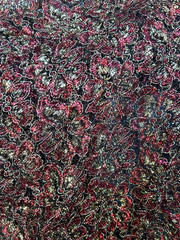 Red & Gold embroidery Metallic Floral Lace, Fabric By the Yard 44″ Wide