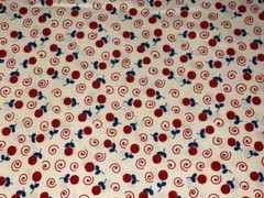 By 1/2 Yd Moda “MINI FLORAL” by Sandy Gervais Red Blue Cream Cotton Fabric BTHY