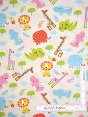 Animal Toss Giraffe Hippo Elephant Lion Baby Fabric By Yard Cotton by Santee