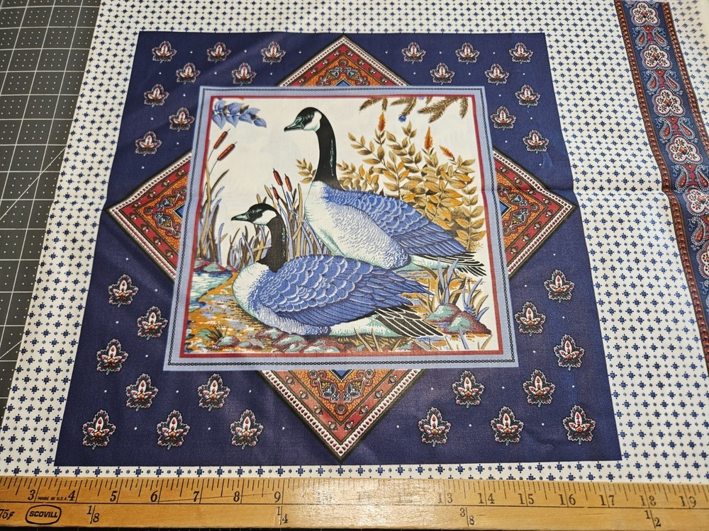 VIP CRANSTON GAME BIRD GEESE PILLOW PANEL FABRIC CABIN COUNTY DECOR BLUE 17X22