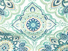 Berkshire Outdoor Medallion Cushion Upholstery Fabric in Teal Beige 1.25 lot