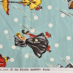 “Sweet Rain” Michael Miller Retro Girls Umbrellas Polka Dots Flannel Fabric BTY