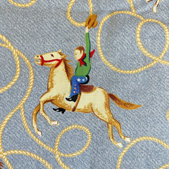 Vintage 2 + YDs Daisy Kingdom 1604 Rodeo Cotton Fabric Blue Cowboy Western 44×98