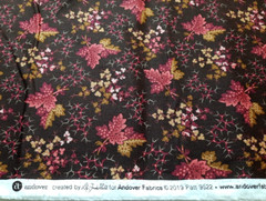 1 1/2 Yds Andover Fabric #9522 Brown Wine Red Pink Floral Leaves Cotton