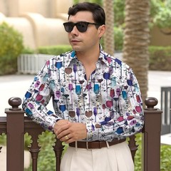 Sewing Quilting Summer Shirt Cotton Fabric Colorful Abstract Wine Glass Printed