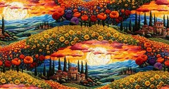 Multi C’Est Magnifique 36 x 44 Panel, Cotton Quilt Craft Fabric 3 Wishes Fabric