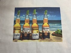 1 CORONA & Corona LIght Bottles Lime N Sand W/ Ocean Block Quilt Sewing Fabric