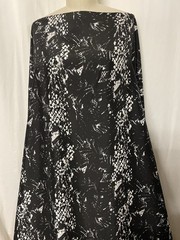 100% Silk Twill Black White Abstract Snake Skin Luxury Fabric By The Yard 54″ W