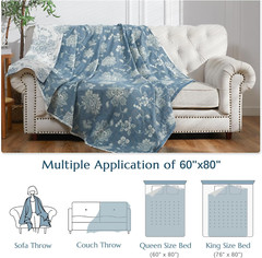 Boho 100% Cotton Muslin Twin Blanket 60×80 Soft Floral Reversible Throw