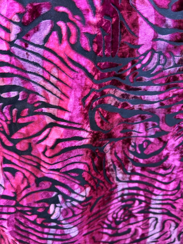 Fuchsia Velvet Burnout on chiffon Fabric By the Yard 56″ W