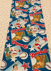 Baseball * Players * Gloves * on Blue * Robert Kaufman * 100% Cotton * 8″ x 21″