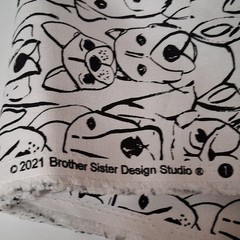 Brother Sister Design Studio Duck Cloth Fabric Dog Print Black White 3 Yds 44″