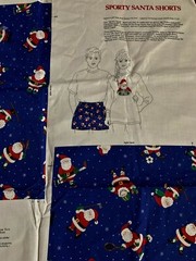 SPORTY SANTA BOXER SHORTS & Applique FABRIC PANEL S/M/L Cut N Sew NEW All Sports