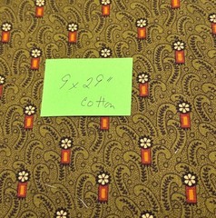 Flower Paisley Cotton Fabric 9×29″ Green Red Yellow Quilting Sewing Crafts