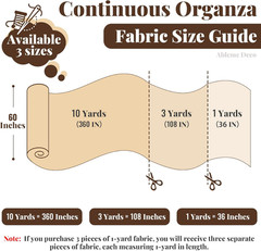 Organza Fabric by The Yard, 60 Inch Wide 10 Yards (30 ft) Extra Long Sheer Fabri