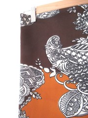 FABRIC Vintage 70s Brown Orange floral one way stretch fabric 124cm wide x 2.9me