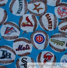 BonEful Fabric FQ Cotton Quilt MLB NLB USA VTG All Sport Team Logo Baseball Kid