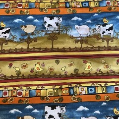 Animal Farm Country Whimsical Cow Sheep Chicken Fabric Freedom London 0.9 Y