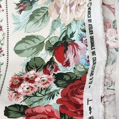 Atelier Originals Polished Fabric Croscill Cabbage Roses Floral Stripe 5.5 Yds